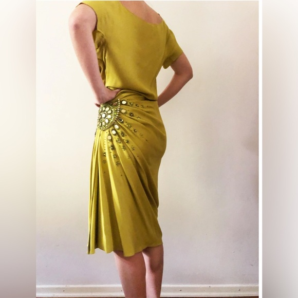 ***SOLD*** Christian Dior Galliano Fall 2007 Chartreuse Beaded Runway Dress - Picture 11 of 13